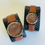 Titan Leather Strap Couple Watch (Brown)