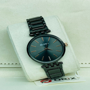 Orix Stainless Steel Black Analog Black Dial Ladies Watch