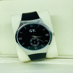 GK Casual Black Leather Analog Black Dial Mens Watch