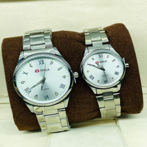 Orix Stainless Steel Couple Sliver Watch