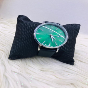 Casio Leather Strap Green Dial Mens Watch