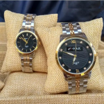 Orix Silver And Gold Mix Black Dial Watch