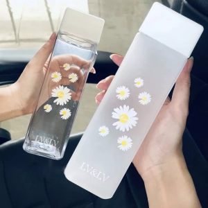 Floral Plastic Square Water Bottle (500ml)