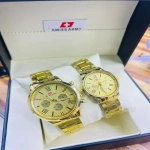 Swiss Army Couple Gold Chain Watch