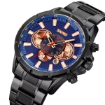 Skmei Blue RoseGold Mix Dial Black Chain Watch