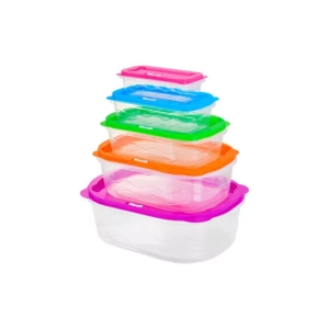 5 Pcs Rectangle Rainbow Food Container Set