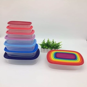 7 Pcs Rectangle Rainbow Food Container Set