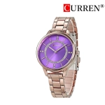 Curren Purple Dial Rose Golden Ladies Watch