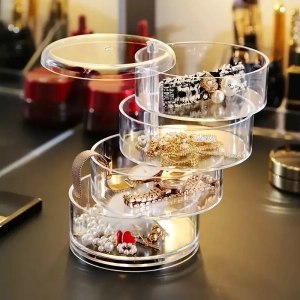 Transparent 4 Layer Rotating Jewelry Storage Box