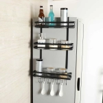 2 Tier Metal Refrigerator Side Storage Organizer Rack