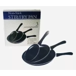 3 Pcs Non Stick Stir Fry Pan Set