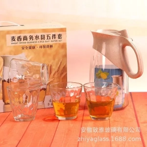 5 Pcs Glass Pitcher Water Jug Drinking Set