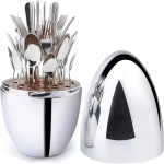 Rose Egg Cutlery Holder With 12 Pcs Spoons