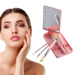 Makeup Brush Set With LED Mirror