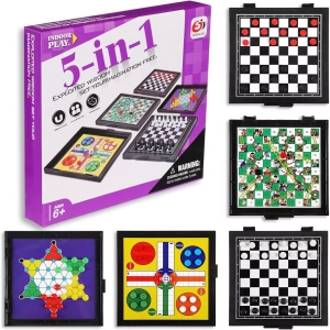 5 In 1 Magnetic Chess And Ludo Family Game