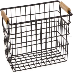 Metal Basket with Wooden Handle