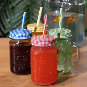 Mason Jar With Straw and Lid - 500ml