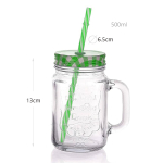 Mason Jar With Straw and Lid - 500ml