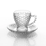 12 Pcs Delisoga Fish Scale Glass Cup with Saucer Set - 0L12