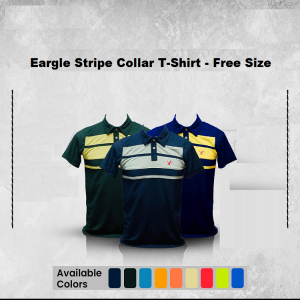 Eargle Stripe Collar T-Shirt - Free Size