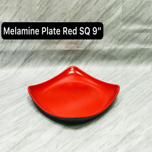9 Inch Melamine Square Plate - Red