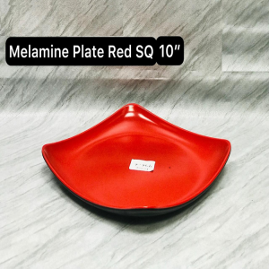 10 Inch Melamine Square Plate - Red