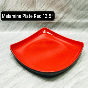 12.5 Inch Melamine Square Plate - Red