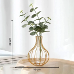 Metal Wire Glass Tube Vase - 16*10cm