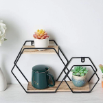 2 Layer Hexagon Wall Shelf - Metal