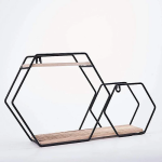 2 Layer Hexagon Wall Shelf - Metal