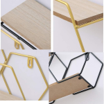 2 Layer Hexagon Wall Shelf - Gold Metal