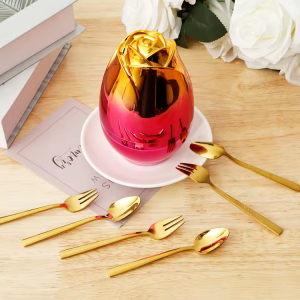 Rose Egg With 6 Spoons - Small