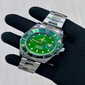 Rolex Sub Date - Sliver & Green Dial Mens Watch