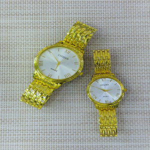 Citizen Full Gold & White Dial Couple Watch