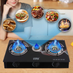 Earth Star Double Burner Glass Top Gas Cooker ES-888GLTB