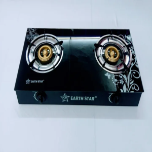 Earth Star Double Burner Glass Top Gas Cooker ES-787GLTB