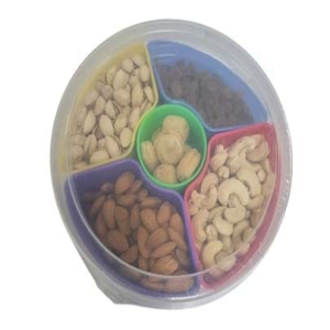 Round Plastic Dry Fruit Box – 5 Sections