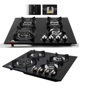 HappyHome Glass Top 4 Burner Gas Cooker