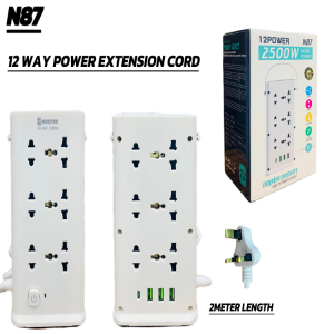 12 Way Power Extension Cord - 2 Meter