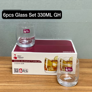 Red Cherry 6 Pcs Glass Blowing Tumbler Set - 330ml