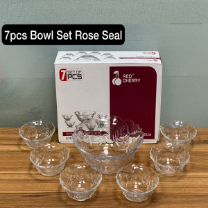 7 Pcs Red Cherry Rose Bowl Set