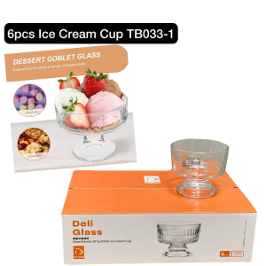 Deli Glass 6 Pcs Ice Cream Cup Set - TB033-1