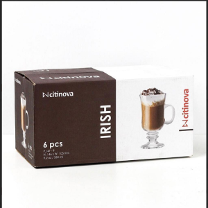 6 Pcs Citinova Irish Glass Coffee Mugs -250ml