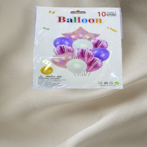 10 Pcs Birhtday Foil Balloons - Heart & Star Design