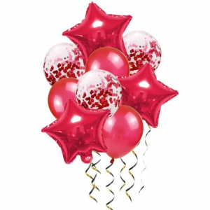 8 Pcs Plain Foil Balloons - Heart & Star Design