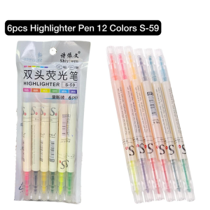 6 Pcs High Lighter Pen 12 Colors S-59