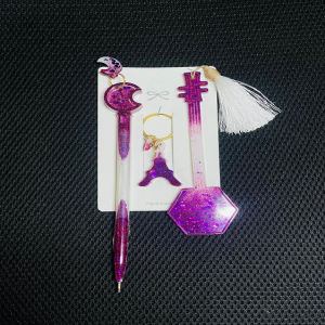 Glittery Design Pen & Keytag Set - Handmade