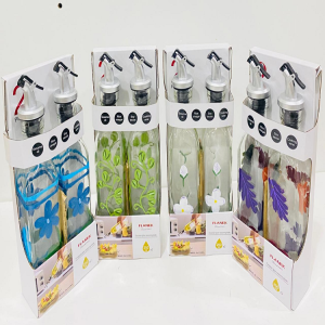 2 Pcs Floral Design Oil Bottle Dispenser - 250ml