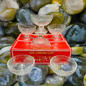 6 Pcs Glass Ice Cream Cup Set - IC7
