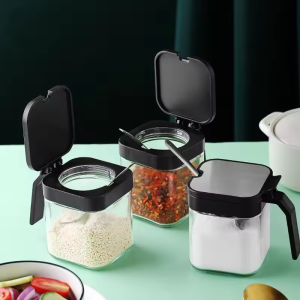 1 Pc Airtight Glass Spice Jar With Spoon
